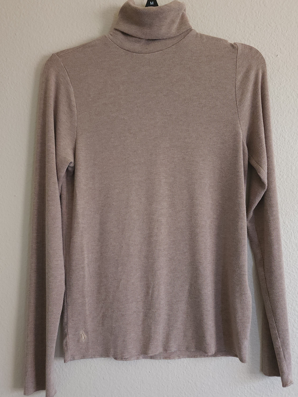 Polo Ralph Lauren Ribbed Turtleneck Sweater XL Taupe Tan Pony Logo Knit